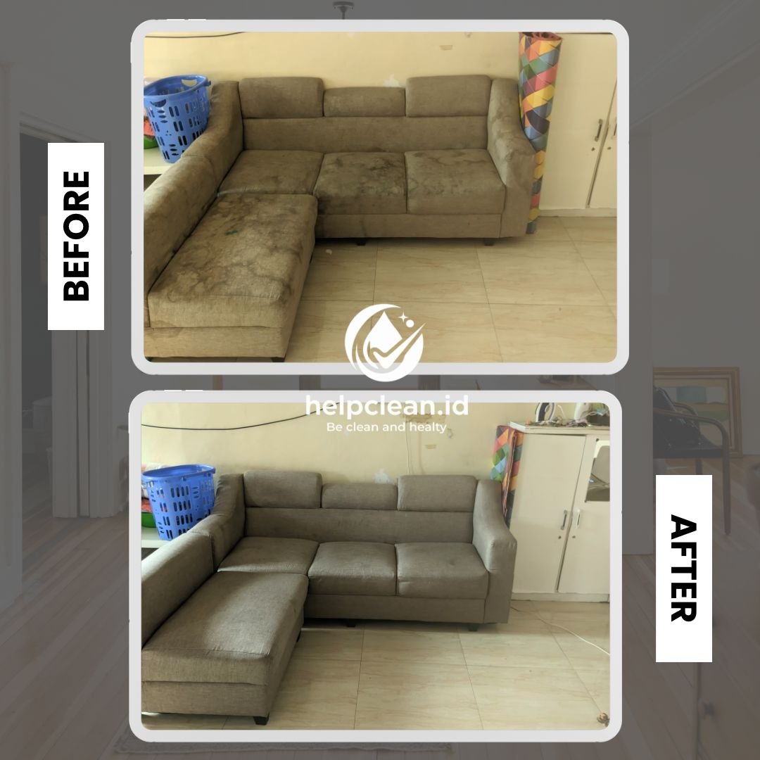 Before after pembersihan karpet